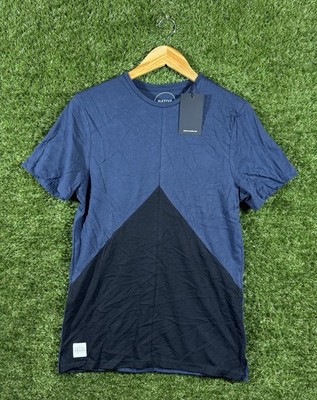 Native Youth T Shirt Herren Small Blau Schwarz Colorblock 