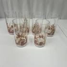 VTG 70’s Anchor Hocking Set Of 6 Mushroom Drinking Glasses 6”