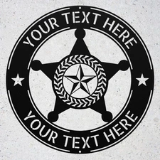 Custom Police Badge Metal Sign Personalized Five Point Star Officer Wall Gift