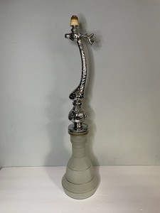 RARE! Glass Bottom Hookah W/Custom Forged Metal Long Neck Stag Deer Top 24”