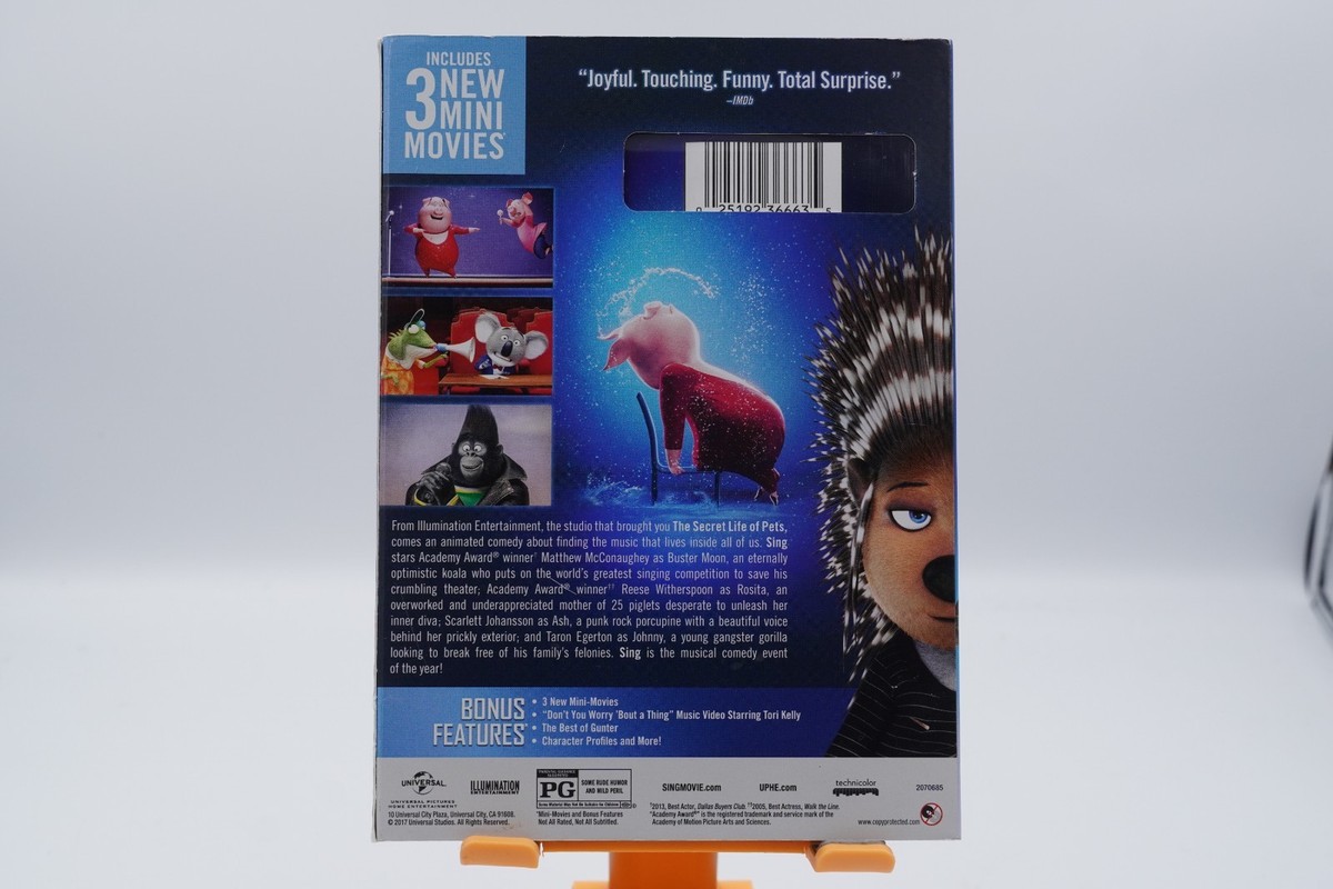 Sing - DVD, Special Edition, PG, Region 1, NTSC, Widescreen, 1 Hr