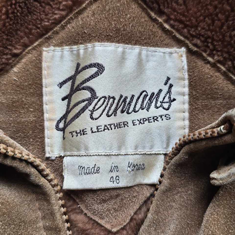 Abrigo Chaqueta Bomber Bermans Marrón Café Corredor Motocicleta Cuero Para Hombre 46 Foto 4 de 4