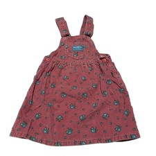 Vintage 90's Oshkosh B'gosh Pink Blue Floral Jumper Dress 4 Corduroy Union Made