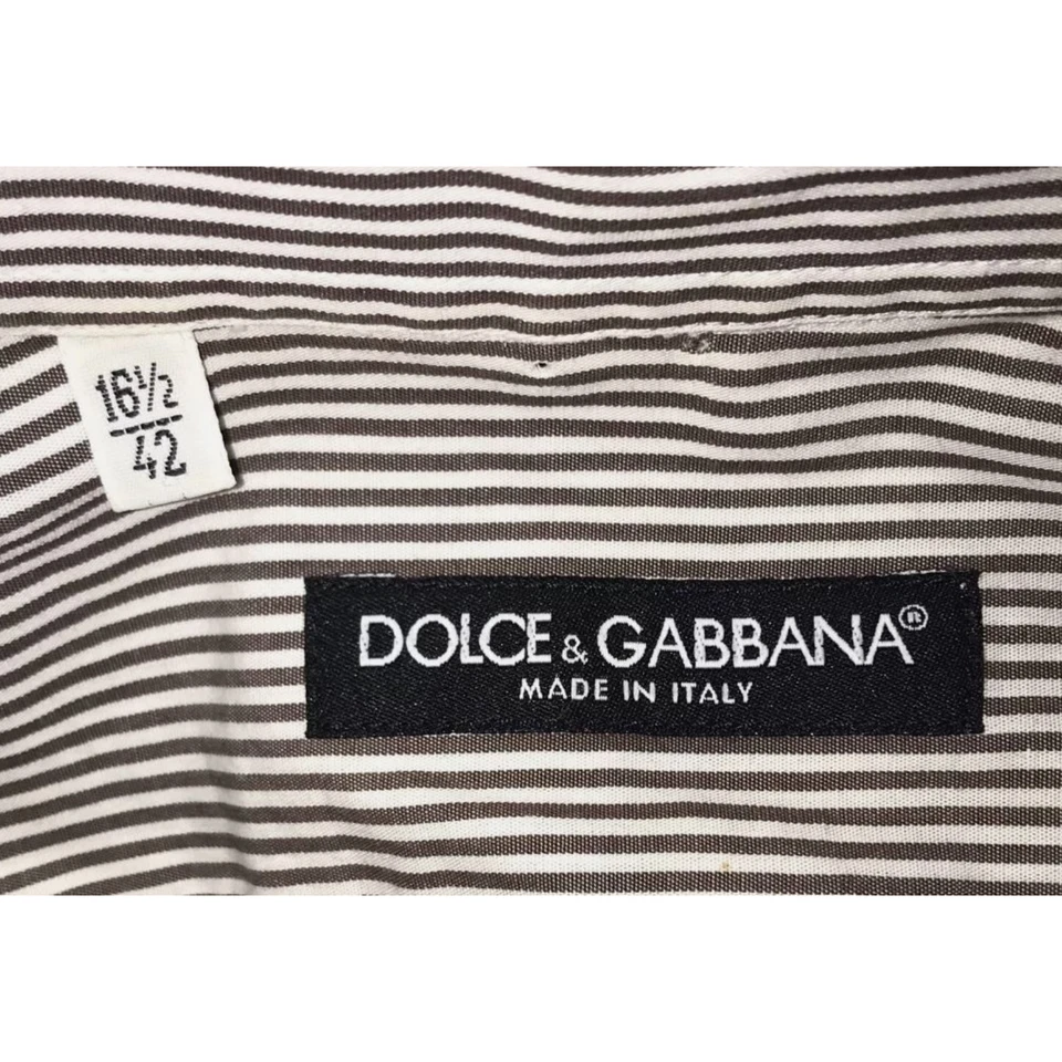 Camisa Dolce & Gabbana Para Hombre 42 Pantera Bordada Rayas Hecha en Italia Algodón Foto 4 de 4