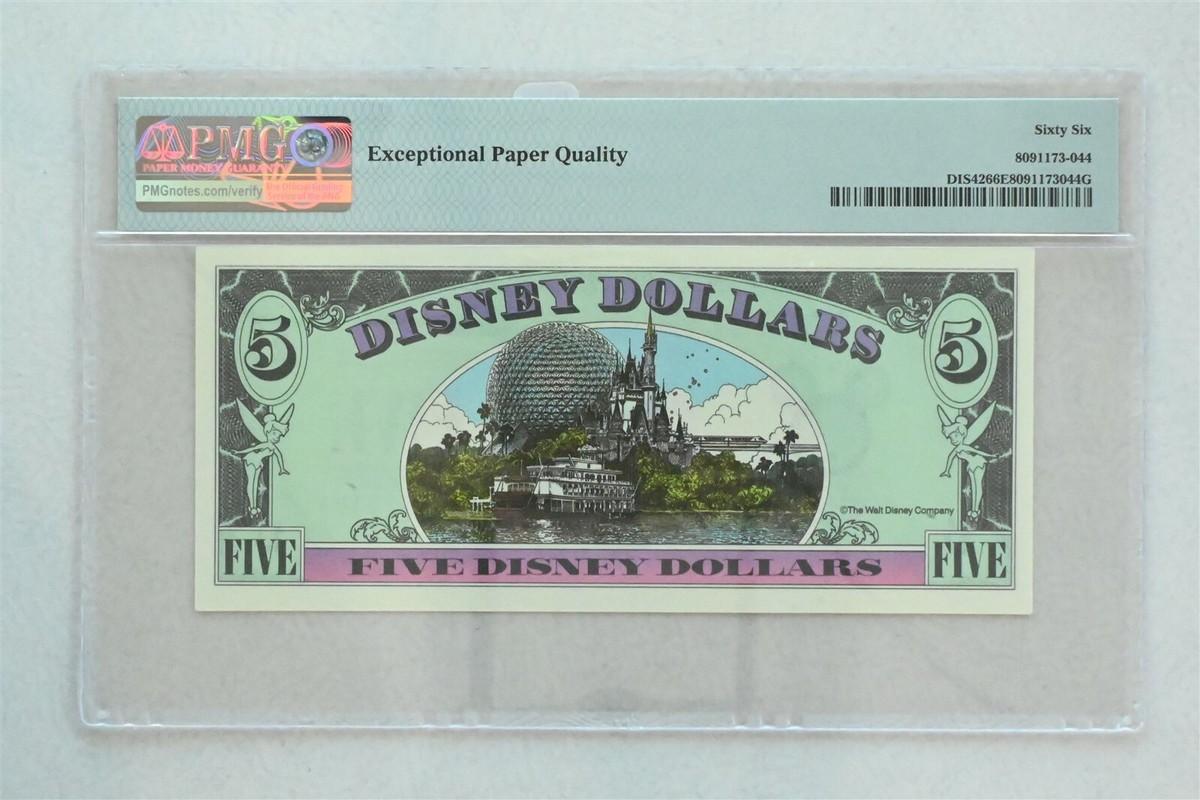 Disney Dollar 1996 $5 PMG Gem UNC 66EPQ DIS42. Goofy. View of Walt