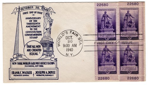 #902 Emancipation Lincoln 13th Ammendment 1940 FDC - Goldman Round-the-Clock