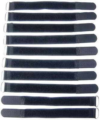 BIE-TEC 10x Kabelklett m Öse 200 x 20 mm schwarz Kabel Klettband Kabelbinder Klettbänder