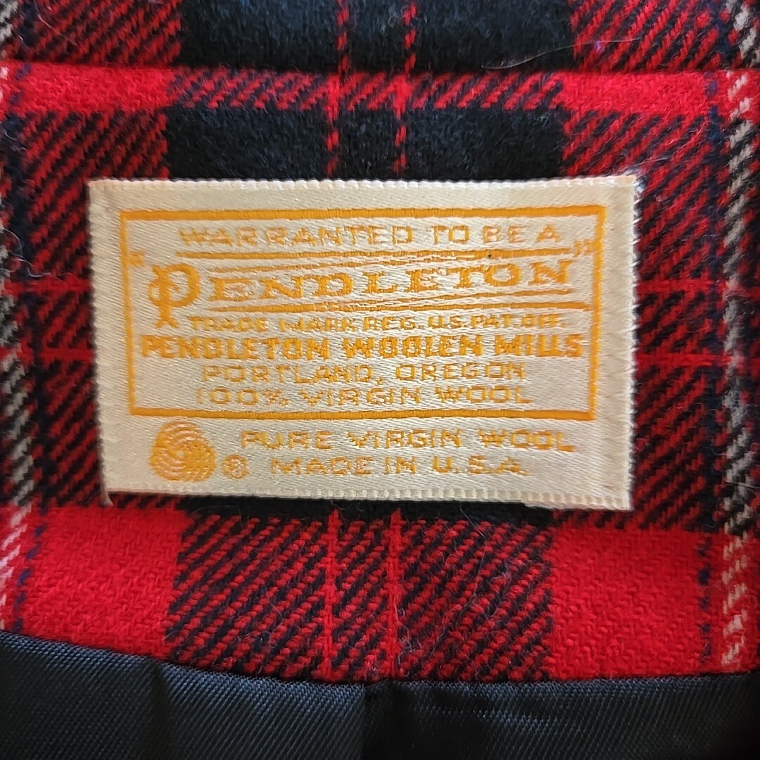 Pendleton Red Plaid Blazer Jacket 2 Button gold W… - image 15