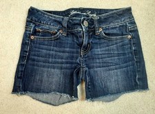 American Eagle Outfitters Womens Cut Off Jean Shorts Blue 4" Inseam Size 00