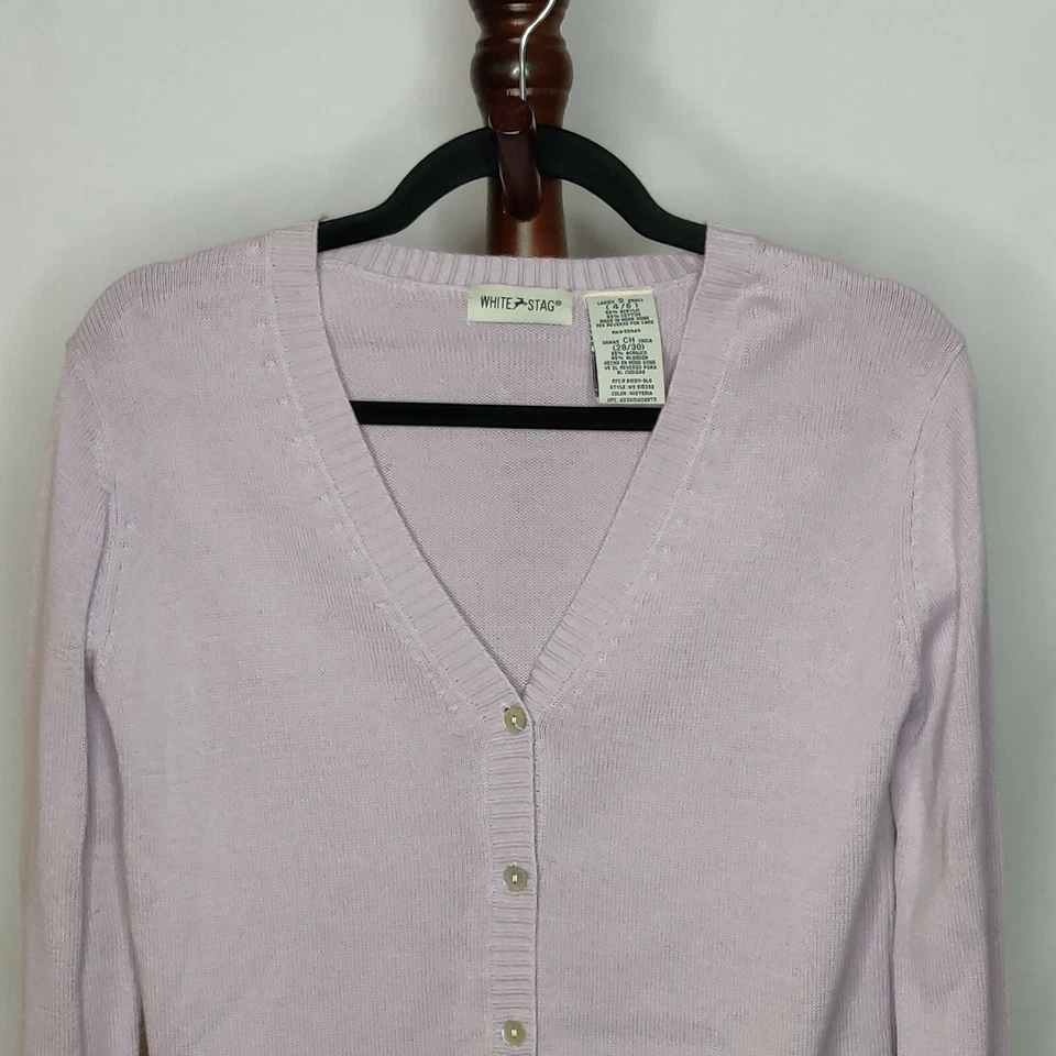 White Stag women's S(4-6) cardigan sweater purple v-neck button up long sleeves - Image 2 of 4