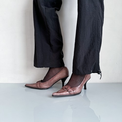 90's Vintage iconic croc pointed toe pumps in cool brown - Picture 2 of 6