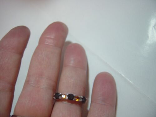 Vintage Solid Silver Ring-Stunning genuine golden citrine & black spinels-Size N - Picture 7 of 9