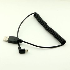 Spiral Coiled USB 2.0 A Male to Mini USB 5 Pin Male Down Angle Adapter Cable 5FT