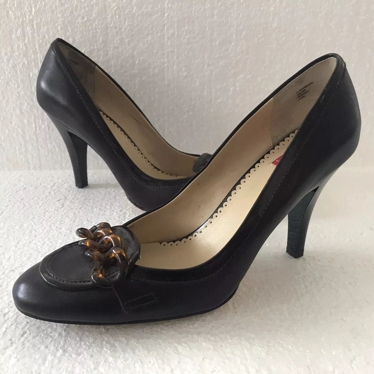 OSCAR By OSCAR DE LA RENTA COMPANY Women s Brown LEATHER Heels Shoes Size 9.5M