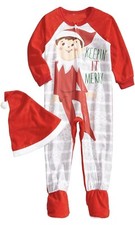 Size 4T Elf on the Shelf One Piece Blanket Sleeper Union Suit Pajamas PJ  s Hat