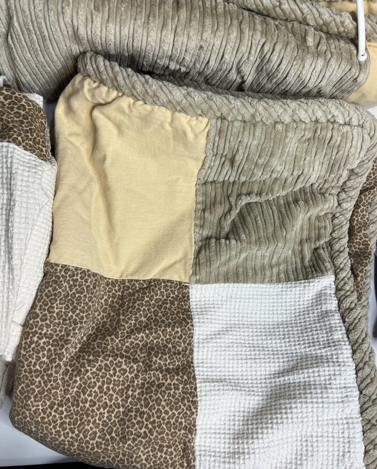 Animal Print Patchwork Crib Set - Cover, Bed Skirt & Bear Mobile