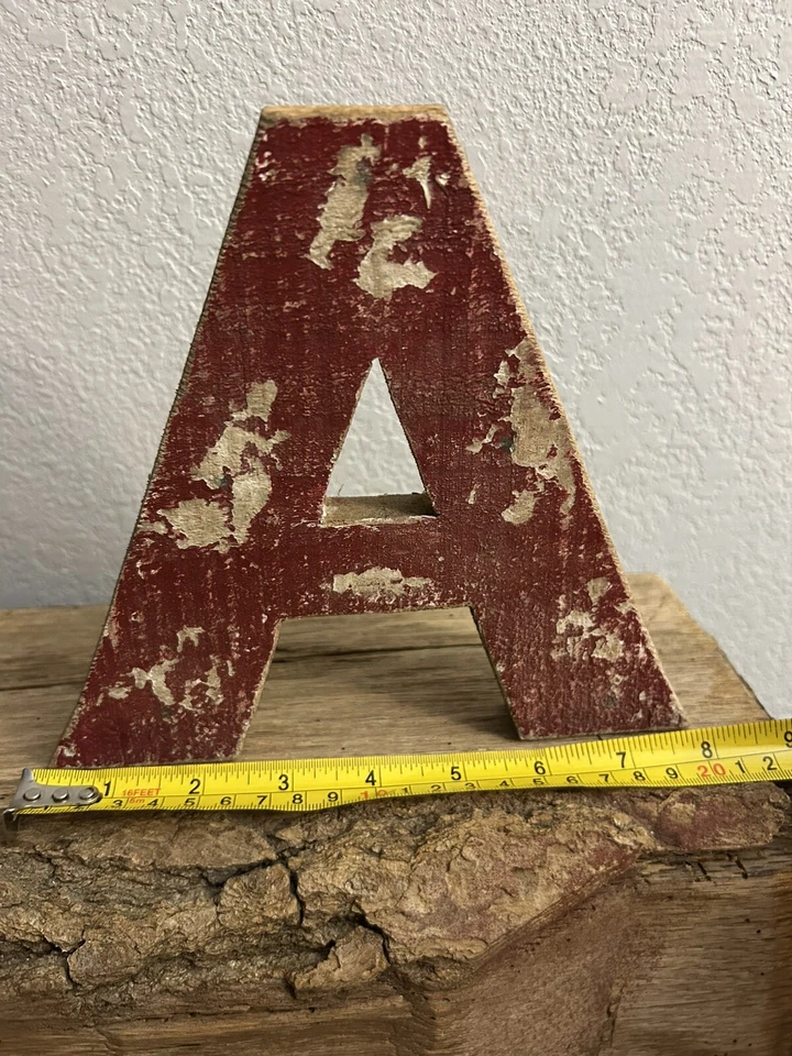 Letter A Distressed Rustic Primitive Wooden Wall Hanging Alphabet Letter Initial - Image 4 of 4