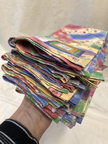 9 bunte Baumwolle SUE REISSVERSCHLUSS Sweet Shoppe ELRENE Tischplatten 17" Servietten Neu aus altem Lagerbestand - Bild 7 von 9