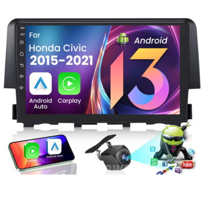 4+64GB Android 13.0 CarPlay Stereo Radio GPS Sat Navi For Honda Civic 2016-2020