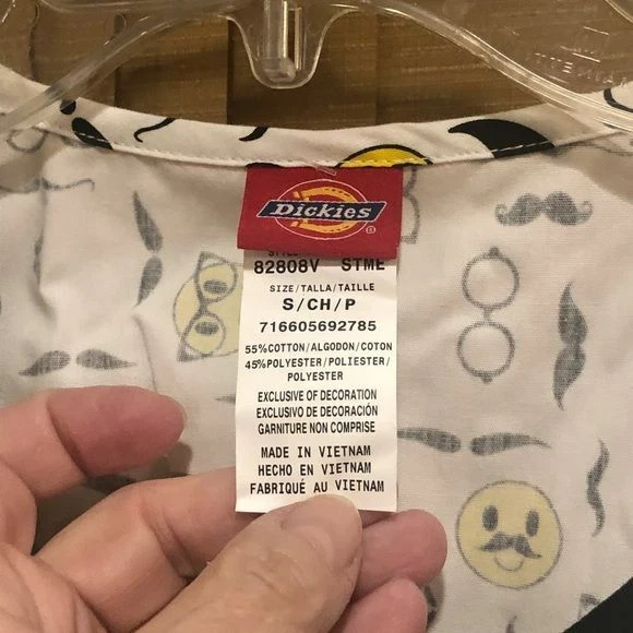 NWT Dickies Scrubs Top Mustache Glasses Small S - Image 4 of 4