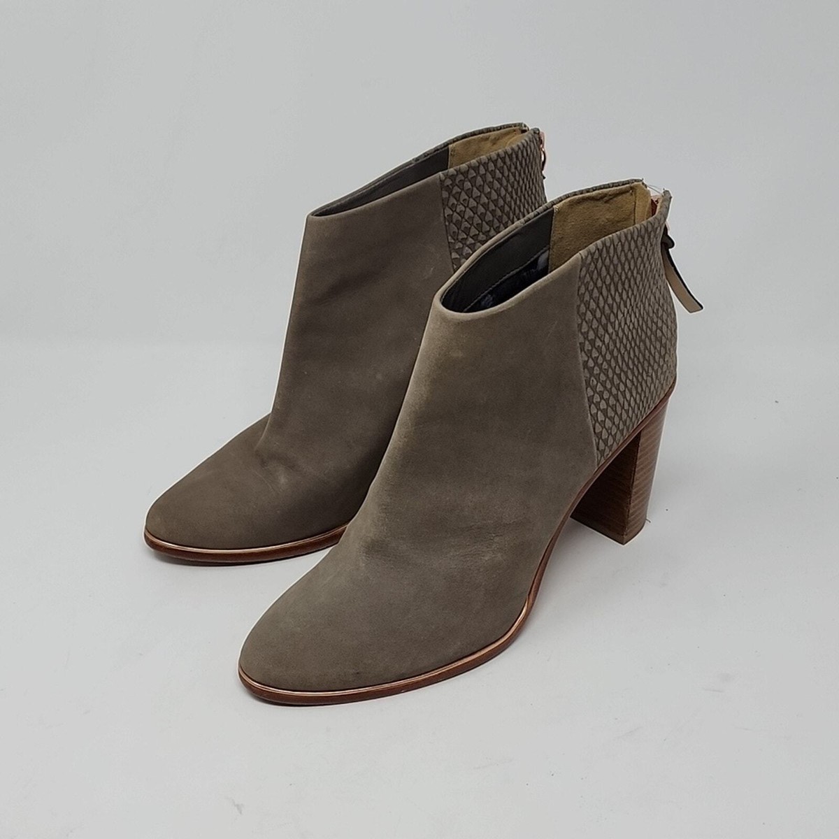 Ted Baker London Lorca Taupe Zip Back Booties Size 40