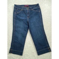 Gloria Vanderbilt Denim Capri Pants Womens Dark Wash Cuffed Size 14