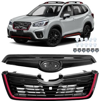 For 2019 2020 2021 Subaru Forester Sport Front Bumper Upper Grille w/Red Trim