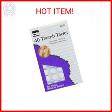 Charles Leonard Thumb Tacks, On Safety Cards, Painted White, 40-Pack 83535