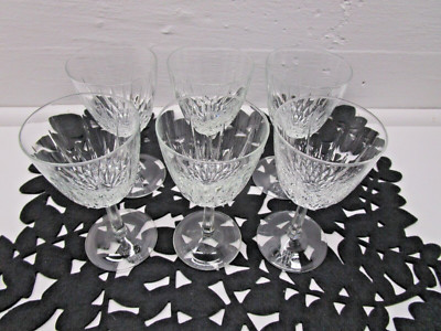 Set of 6 Cristal Darques Durand Diamond 5 3/4  Claret Wine Glasses