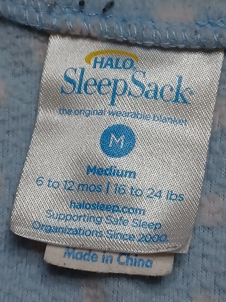 Halo Baby Fleece Sleep Sack Size Medium 6-12 Months Blue Puppy Dog Polka Dot - Image 3 of 4