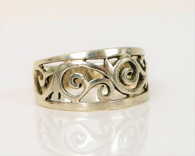 VINTAGE BEAUTIFUL STERLING SILVER SIMPLE MODERN FILIGREE ORNATE RING ...