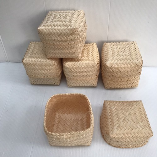 Vintage Thai Handicraft Kratip Sticky Rice Small Bamboo Serving Basket Size3"X3" - Picture 41 of 96