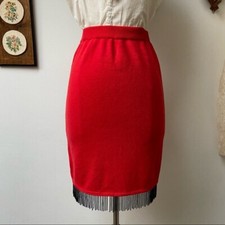 Vintage Valentino Red Beaded Knee Length Sweater Skirt Women's Size Small