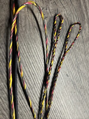 Custom built flemish twist bow string 16 strand bcy spectra Black Red Yellow