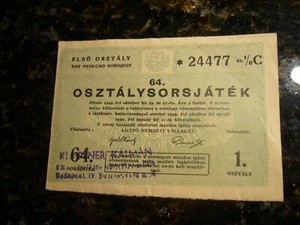 1949 Budapest Lottery Note OSZTALYSORSJATEK