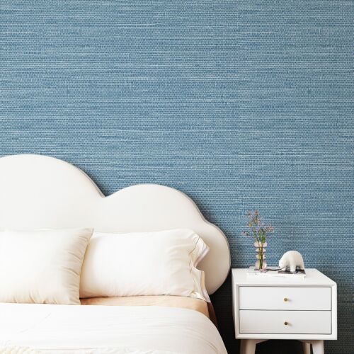 1 Roll 17.3"X788" Blue Knit Peelable PVC Wall Sticker Wallpaper Border For Foyer - Picture 8 of 9
