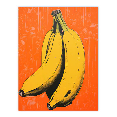 Banane auf Orange minimalistische Inneneinrichtung Küche Wandbild Poster Druck Bild