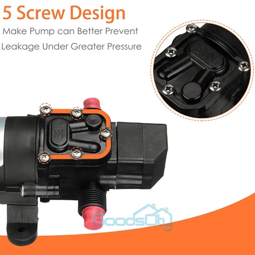 12V 130PSI Water Pump Pressure Diaphragm Self Priming Pump for RV Boat Caravan - Picture 13 of 20
