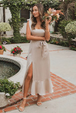 SHOW ME YOUR MUMU Claire Midi Dress Show Me The Ring Satin NEW Size Large