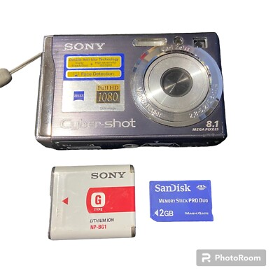 Sony Cyber-Shot DSC-W90 8.1MP Digital Camera Black W/ Battery