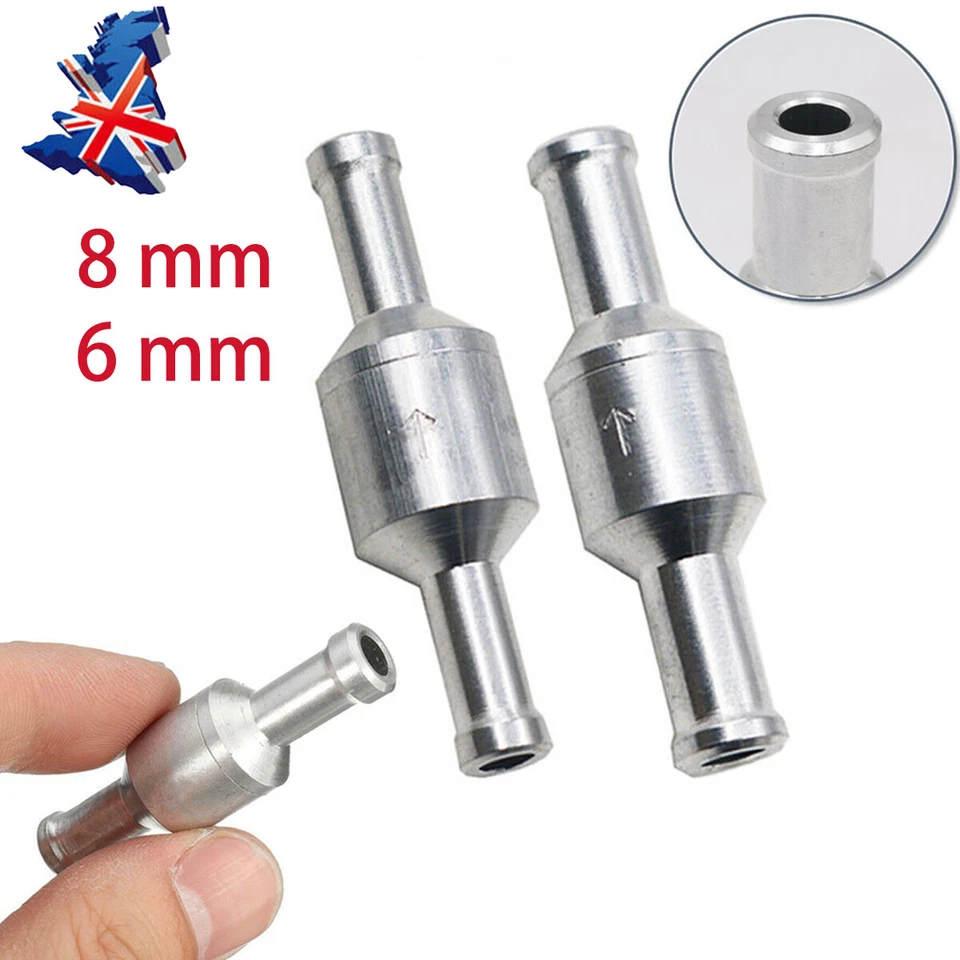 QNGENET 1*Inline One-way Valve Non-return Check Aluminum Fuel Water Gas Air Vacuum 6/8mm
