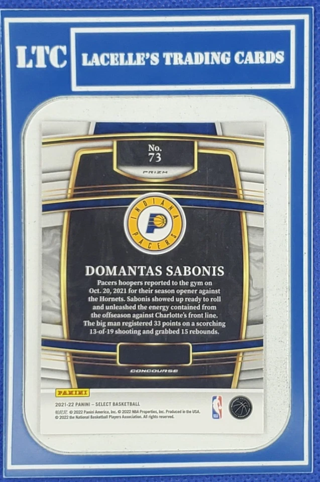 2021-22 Panini SELECT Basketball Card #73 Domantas Sabonis - Orange Pulsar - Image 2 of 2