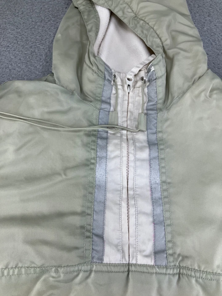 Chaqueta Vintage Antigua Azul Marino Hombres Gris Medio Años 90 Anorak Forrada de Vellón Media Cremallera Con Capucha Foto 4 de 4
