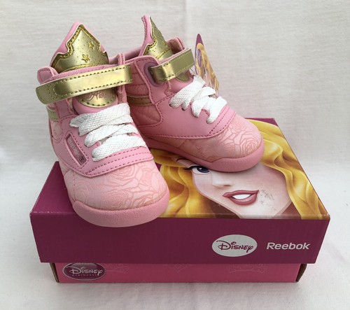 Reebok Disney Princess Sneakers Infant Sz1 Aurora Sleeping Beauty Pink Gold  New | eBay