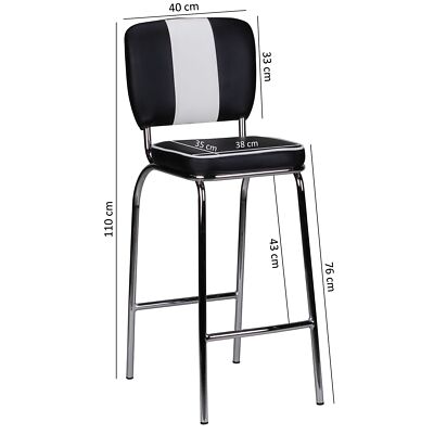2er Set Barhocker American Diner Barstuhl 50er Jahre Retro Stuhl US Doppelpack