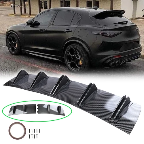 Rear Lip Bumper Diffuser 10 Fins Spoiler Splitter Carbon For Alfa Romeo Stelvio