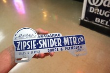 Rare 1950s Dodge Plymouth Zipsi Painted Metal Topper Sign Anadarko Oklahoma Gas Rare 1950s Dodge Plymouth Zipsi Painted Metal Topper Sign Anadarko Oklahoma Gas