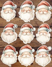 Kawaii Santa Head Die Cut Vinyl Stickers Set Scrapbooking Laptop Waterbottle