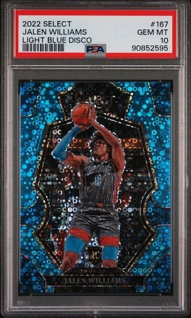2022 Panini Select #167 Jalen Williams Light Blue Disco RC /99 GEM PSA 10 Rookie