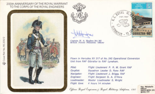(105935) Royal Engineers SIGNED Gibraltar RE 200/2 FDC 1987